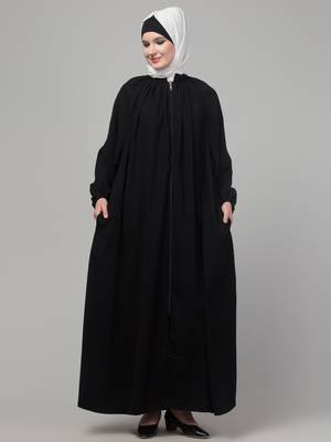 Black Nida Designer Style Plain Abaya Dress 3