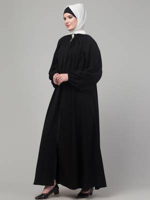 Black Nida Designer Style Plain Abaya Dress 4