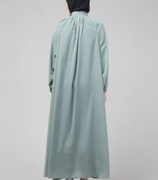 Sage matt nida front zip elastic sleeve abaya with hijab