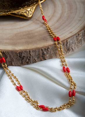 Two-Layer Long Chain with Orange Beads 1
