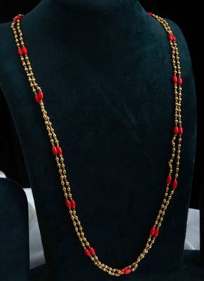 Two-Layer Long Chain with Orange Beads 2