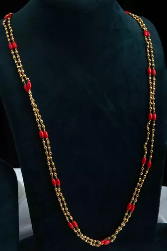Two-Layer Long Chain with Orange Beads