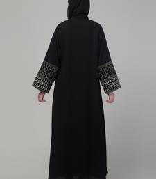 Black matt nida zari hand embroidery abaya with hijab