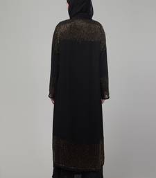Black hand embroidered double layered abaya with hijab