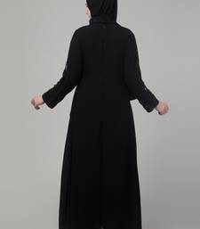 Black Georgette Sequin Embroidered Abaya with Hijab