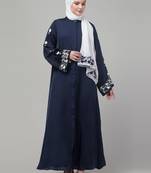 Navy thread embroidered sleeve abaya with contrast hijab