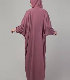 Mauve pintucks crinckled cey fabric kaftan abaya with hijab
