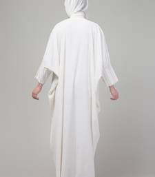 White Front-Open Abaya with Pleated Sleeves