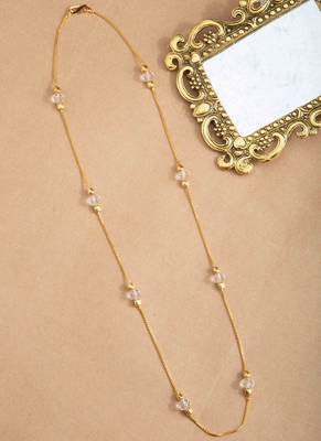 Gold Chain with White Beads 1