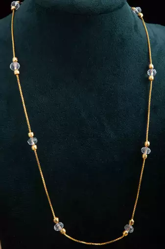 Gold Chain with White Beads