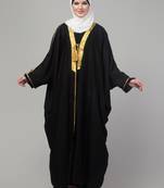 Black golden details kaftan bisht robe with hijab