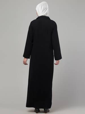Black matt nida button abaya with hijab 2