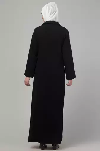 Black matt nida button abaya with hijab