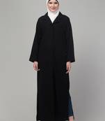 Black matt nida button abaya with hijab