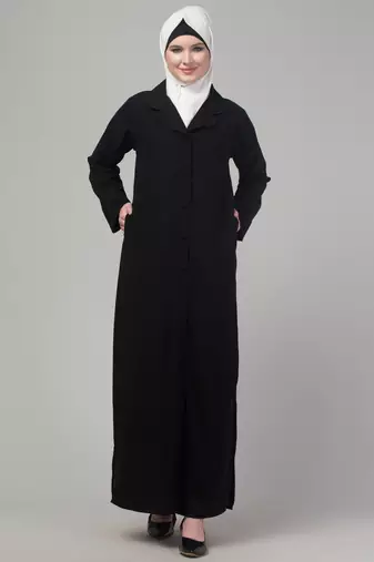 Black matt nida button abaya with hijab