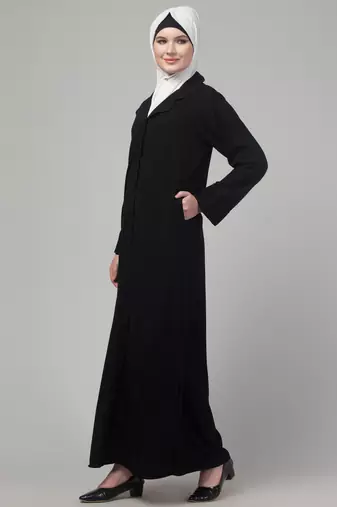 Black matt nida button abaya with hijab