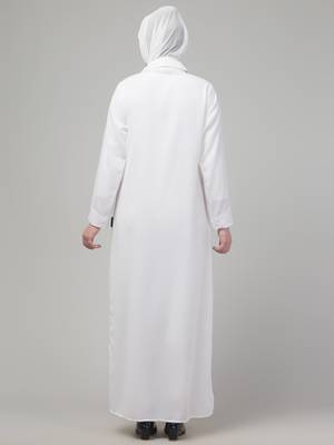 White matt nida button abaya with hijab 2