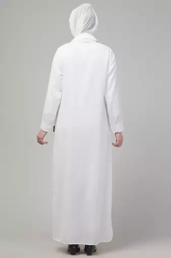 White matt nida button abaya with hijab