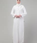 White matt nida button abaya with hijab