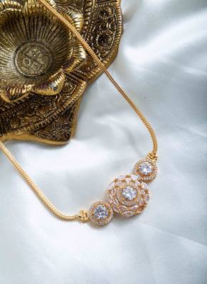 Gold-Plated Chain with American Diamond Side Pendant 1