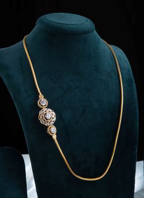 Gold-Plated Chain with American Diamond Side Pendant 2