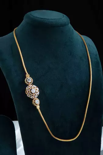 Gold-Plated Chain with American Diamond Side Pendant