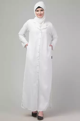 White matt nida button abaya with hijab