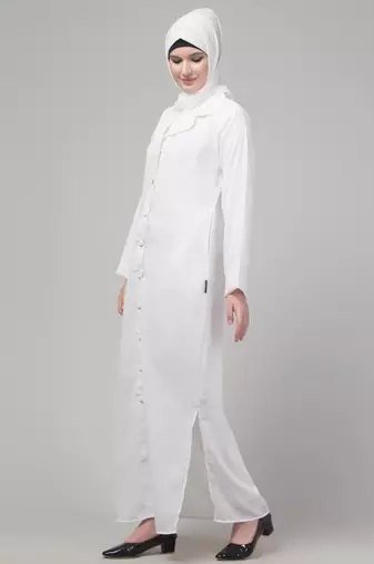 White matt nida button abaya with hijab