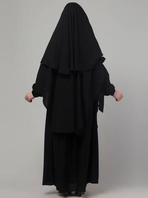 black arabian khimer bow at elbow abaya set 2