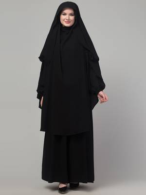 black arabian khimer bow at elbow abaya set 3