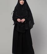 Black layers satin tape abaya khimer set