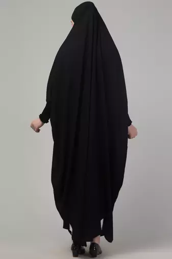 Black head to toe free size jilbab abaya