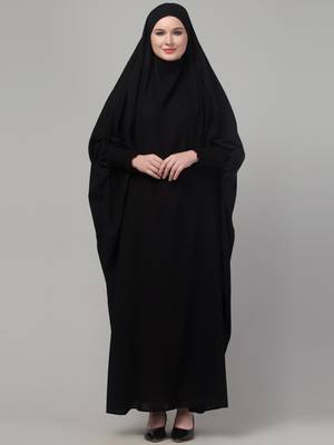 Black head to toe free size jilbab abaya 1