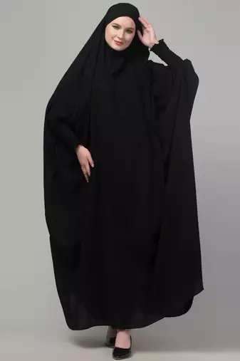 Black head to toe free size jilbab abaya
