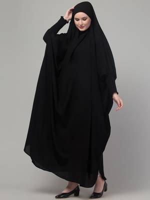 Black head to toe free size jilbab abaya 4