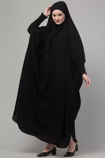 Black head to toe free size jilbab abaya