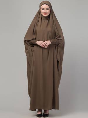 Khaki head to toe free size jilbab abaya 1