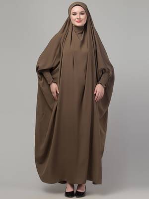 Khaki head to toe free size jilbab abaya 3