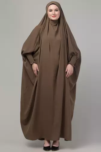 Khaki head to toe free size jilbab abaya