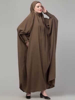Khaki head to toe free size jilbab abaya 4