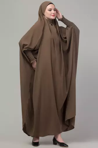 Khaki head to toe free size jilbab abaya