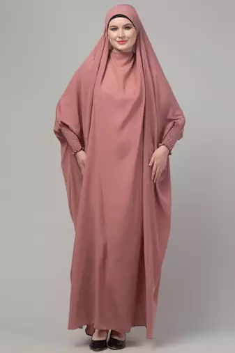 Mauve pink head to toe free size jilbab abaya