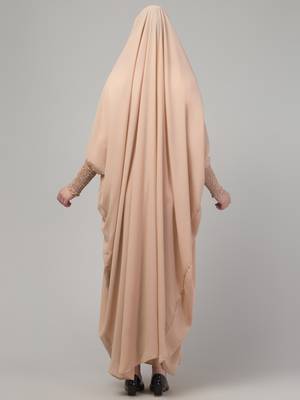 Light beige head to toe free size jilbab abaya 2