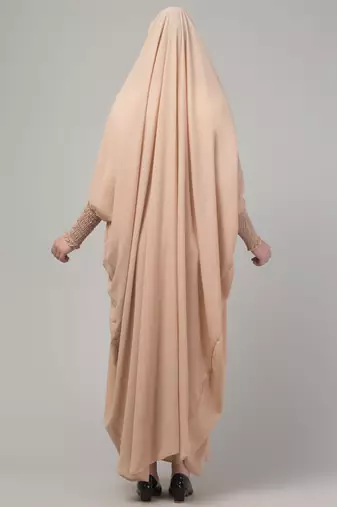 Light beige head to toe free size jilbab abaya