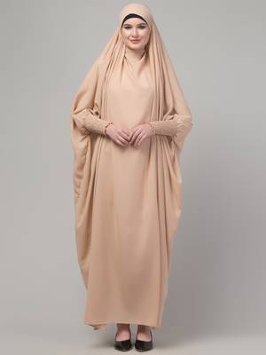 Light beige head to toe free size jilbab abaya 1