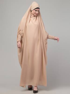 Light beige head to toe free size jilbab abaya 3