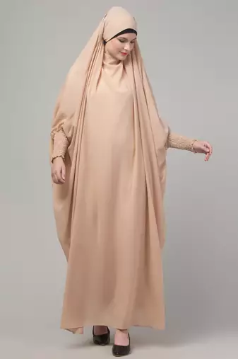 Light beige head to toe free size jilbab abaya