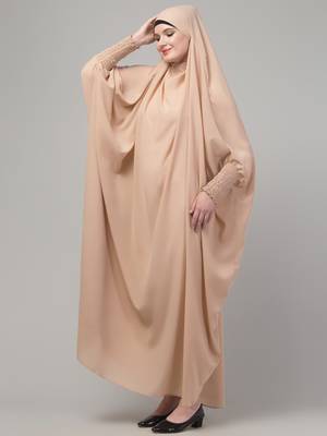 Light beige head to toe free size jilbab abaya 4
