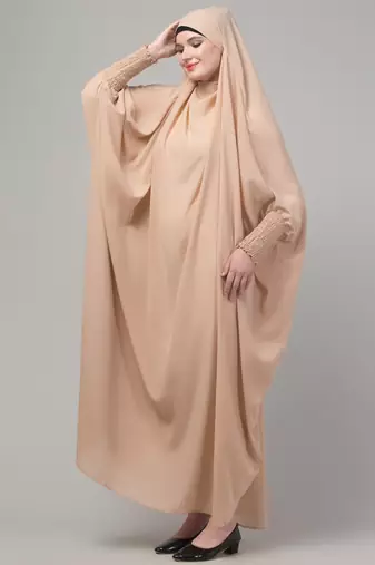 Light beige head to toe free size jilbab abaya