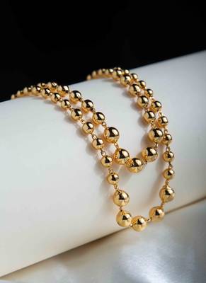 Gold-Plated Two-Layer Necklace with Ball Design 4
